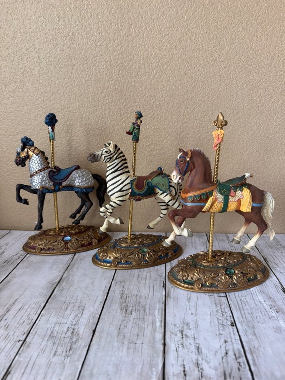 Set of 3 Willitts Carousel Classics Ann Dezendorf Ltd Ed Horse Zebra Eagle Back